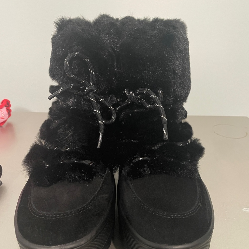 Cougar Black Winter Rain Boots with Faux Fur